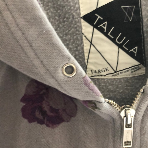 Large Grey and Purple Floral ZipUp Talula Hoodie - Picture 3 of 5